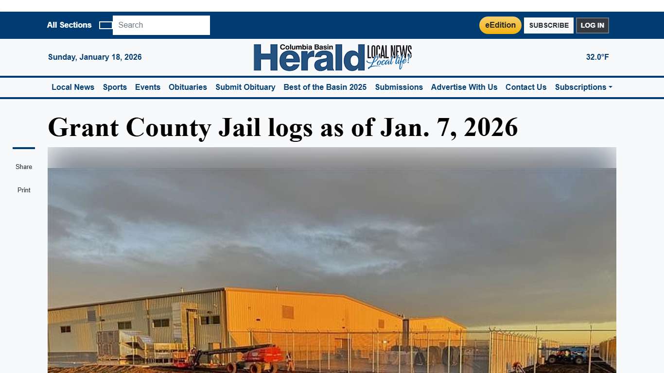 Grant County Jail logs as of Jan. 7, 2026 | Columbia Basin Herald